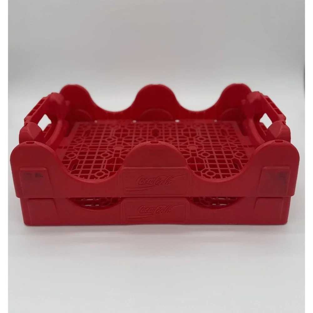 Coca-Cola Red Plastic Vintage Coke Bottle Crate Advertising 2 Carriers 18 Inch